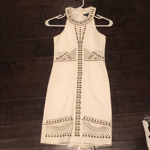 Bardot white studded halter dress